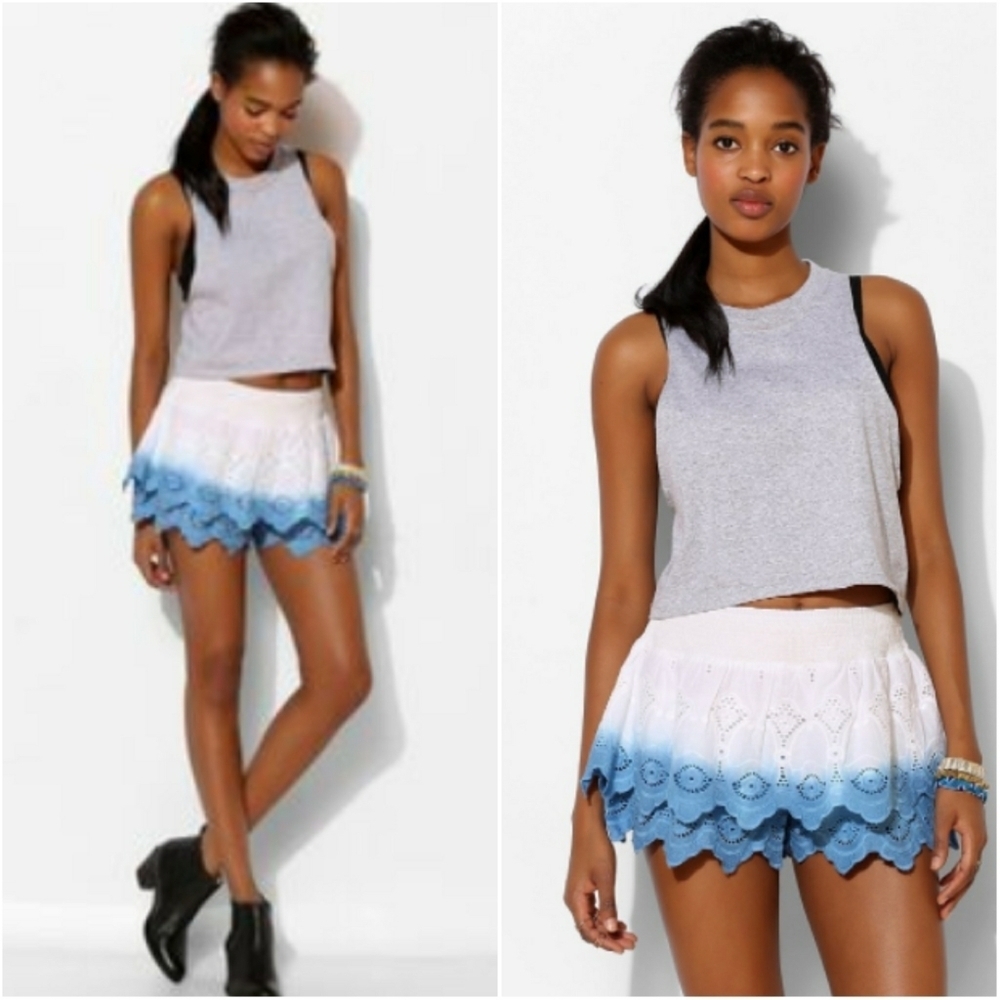 STARING AT STARS // layered eyelet dip dyed elastic waist skorts shorts skirt